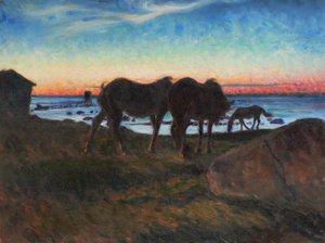 Cavalos ao pôr do sol